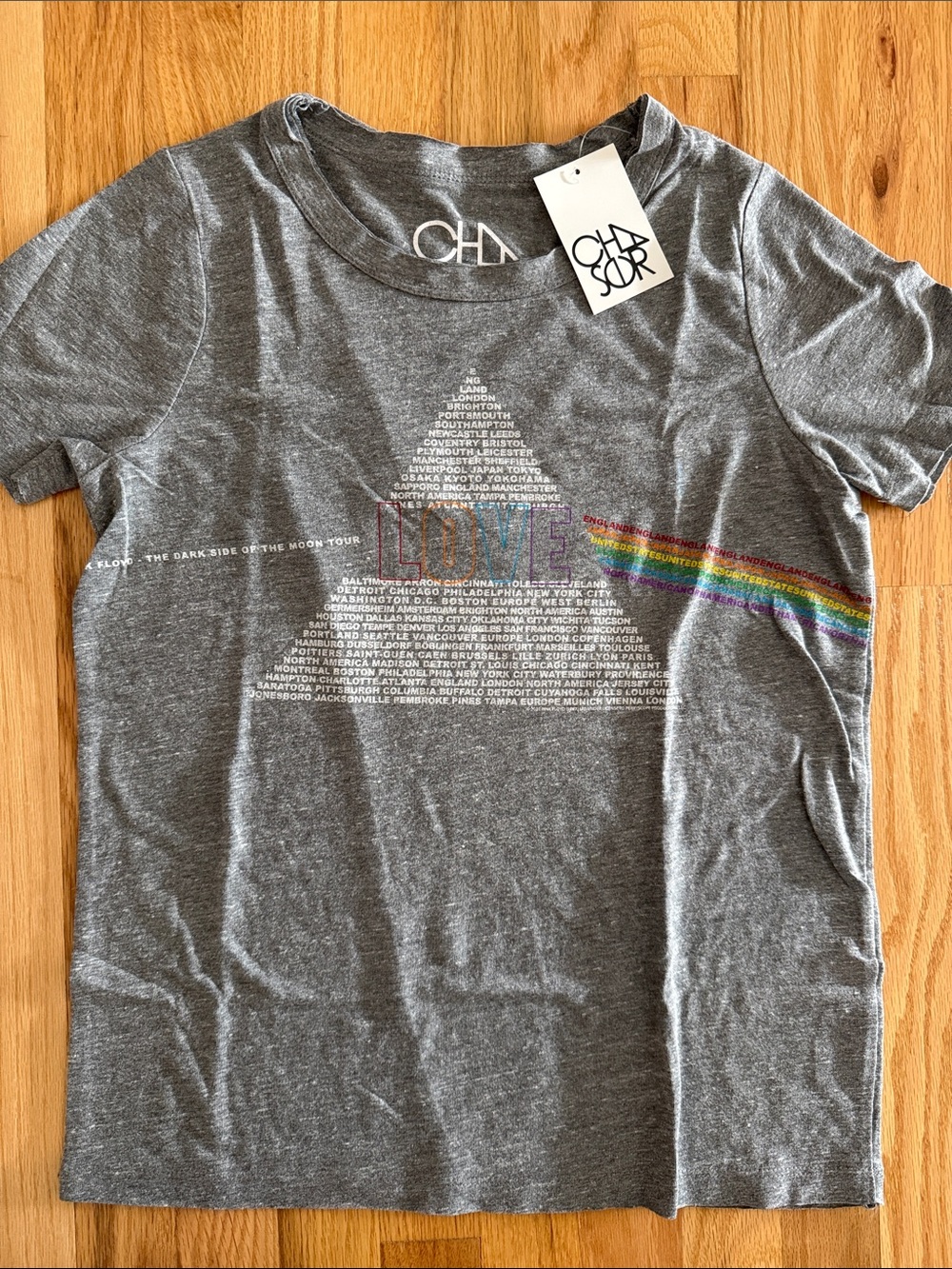 Chaser Gray Prism Pink Floyd Rainbow Graphic Tee